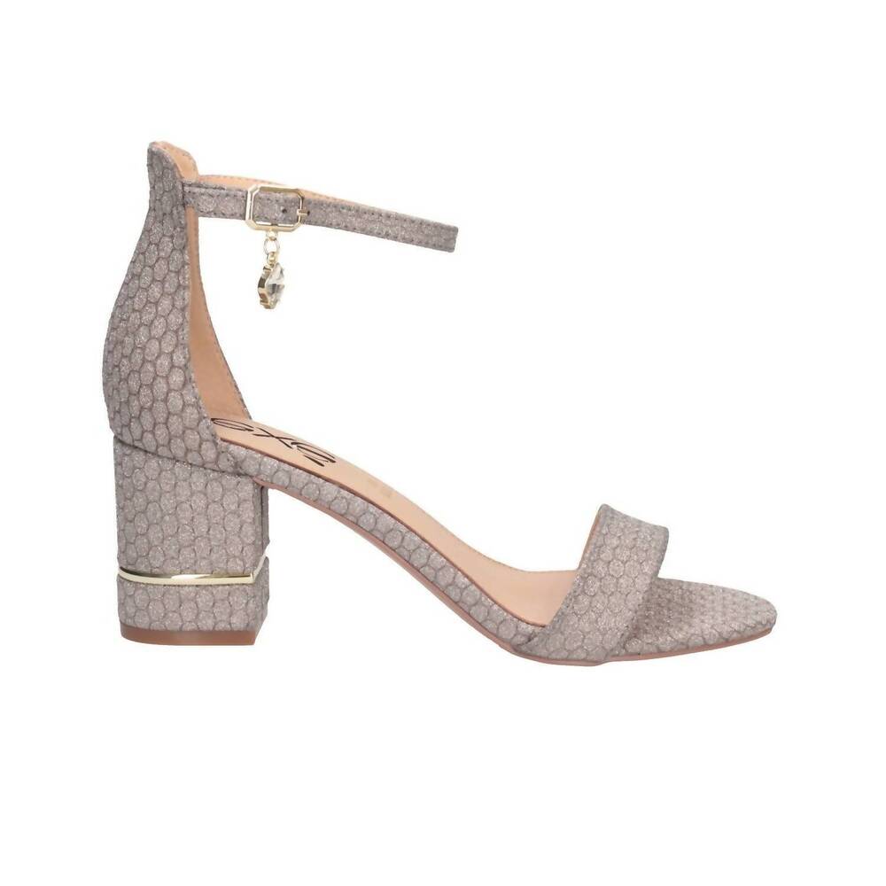 NEW EXE women's penny heel sandal in champange